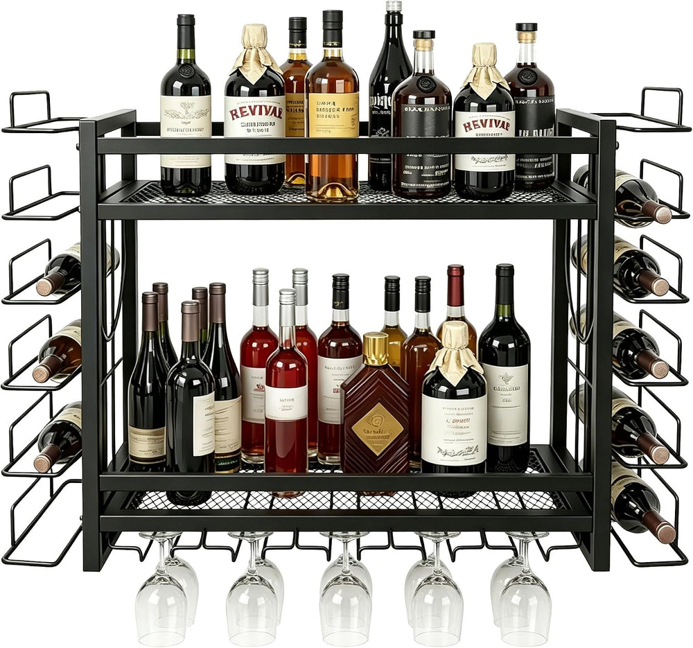 Wine Rack for Wall - Wine Bottle Holder Display Storage for Kitchen, Home Bar...