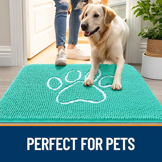 OLANLY Dog Door Mat for Muddy Paws 48x30, Paw Print Design, Absorbs Moisture - Image 6