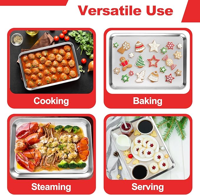 Cookie Sheets for Baking, Stainless Steel Baking Sheet Baking Pan Tray - Image 5