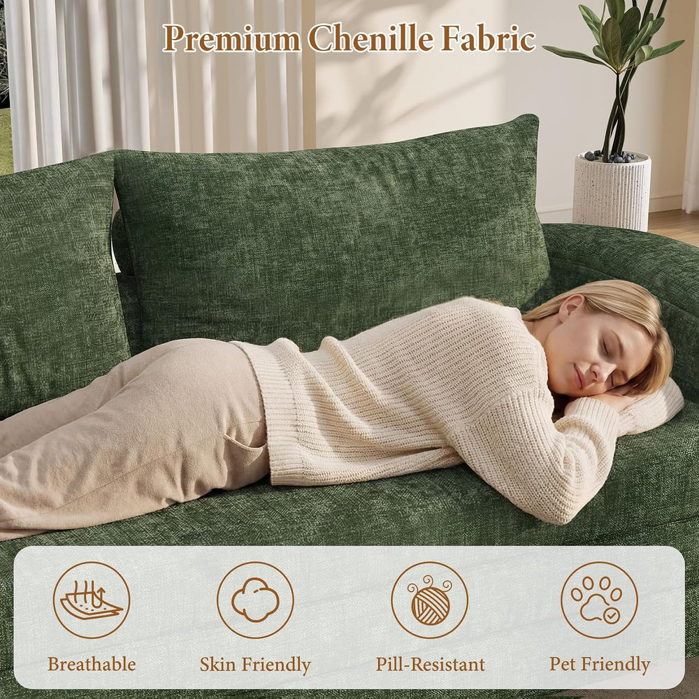 Vesgantti 86.6" Convertible Futon Sofa Bed, 2 in 1 Folding Couch, Green