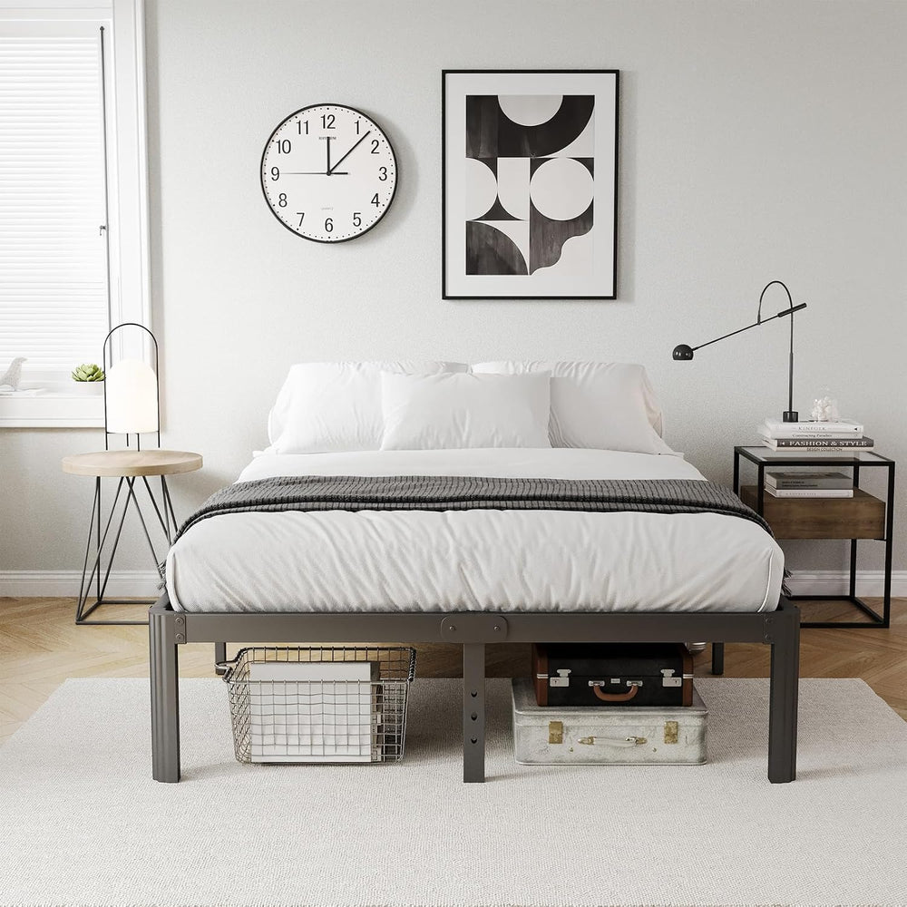 KERAMIK 12 Inch High King Size Bed Frame Metal, Platform King Bed Frame No Bo...