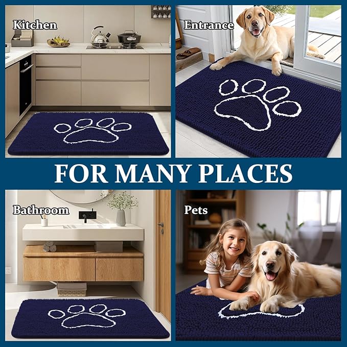 OLANLY Dog Door Mat for Muddy Paws 59x35, Paw Print Design, Absorbs Moisture - Image 8