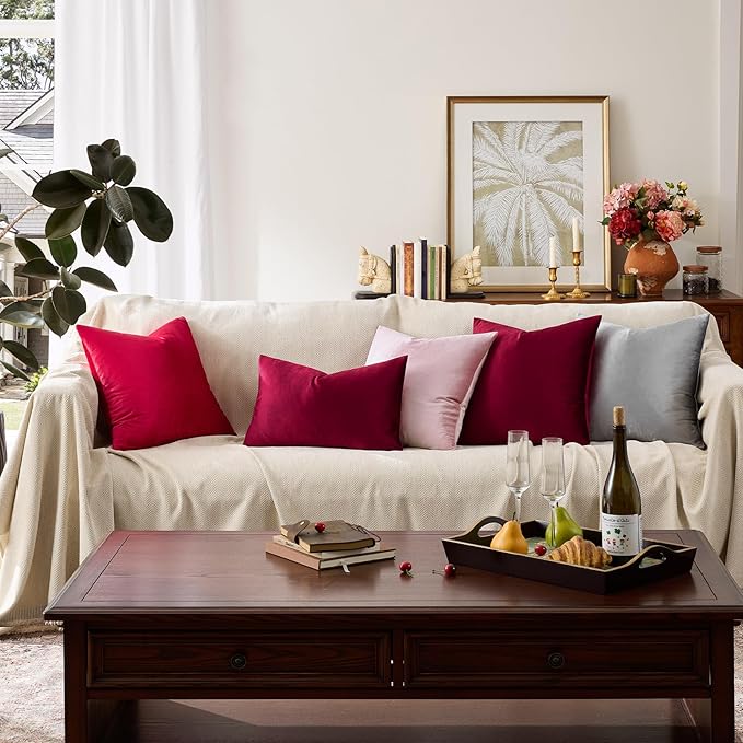 GIGIZAZA Velvet Pillow Covers 18x18: Pack of 2 Throw Pillows Soft Solid Covers - Image 5