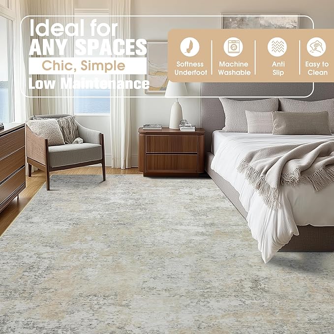 10x14 Area Rugs for Living Room Rug Washable: Abstract Large Rug Indoor Modern - Image 2