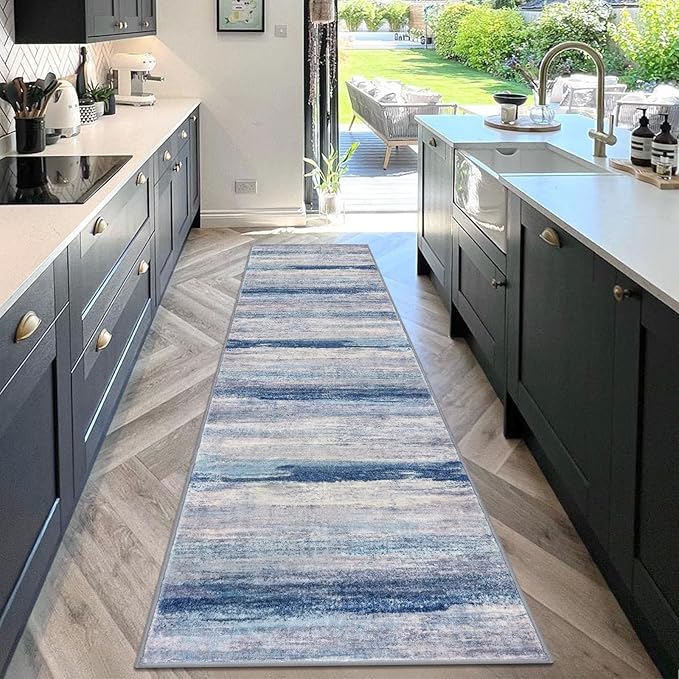 KOZYFLY Modern Abstract Washable Rug Runner 2.6x10 Hallway Rug Runner Non-Slip - Image 3