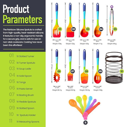 11-Piece Rainbow Silicone Spatula Bundle - Image 2