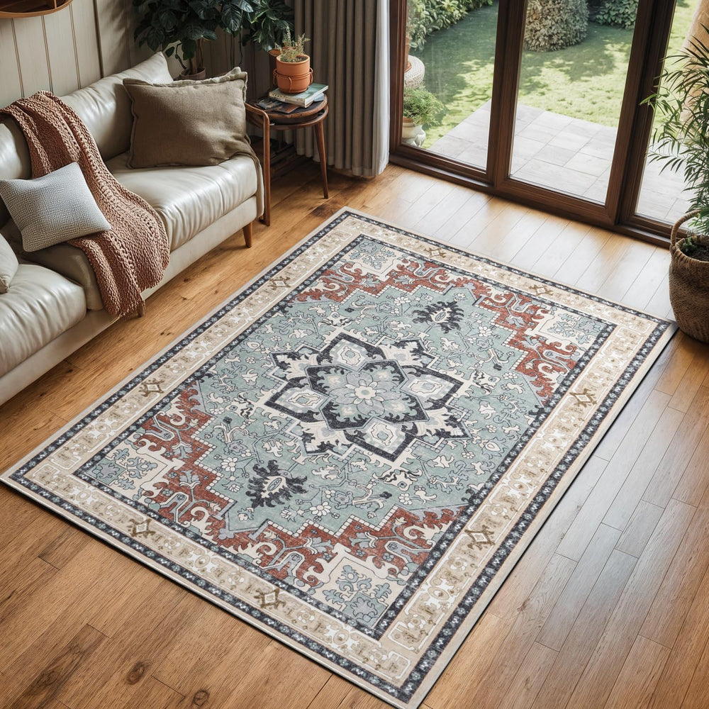 Lofus 3x5 Small Kitchen Area Rugs, Vintage Boho Washable Carpet, Beige