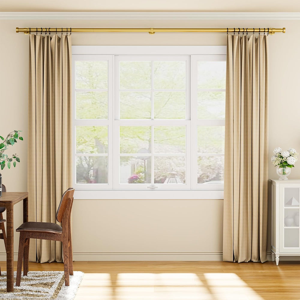 YaFex Heavy Duty Curtain Rods 32-120 Inch, 1 Inch Adjustable Gold Curtain Rod...