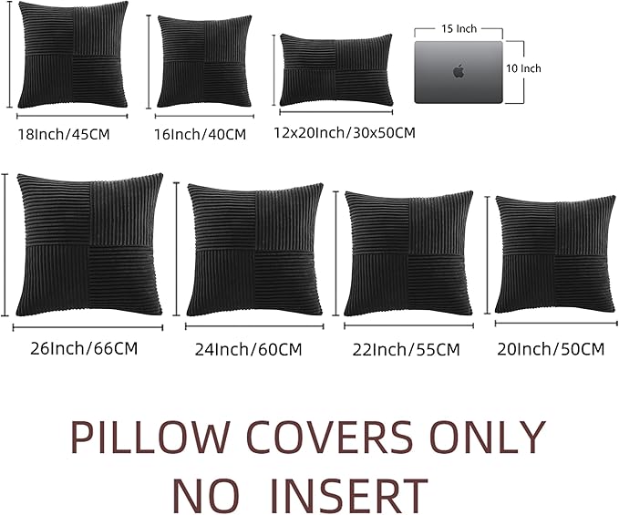 Fancy Homi 2 Packs Black Euro Decorative Throw Pillow Covers 26x26 Inch - Image 6