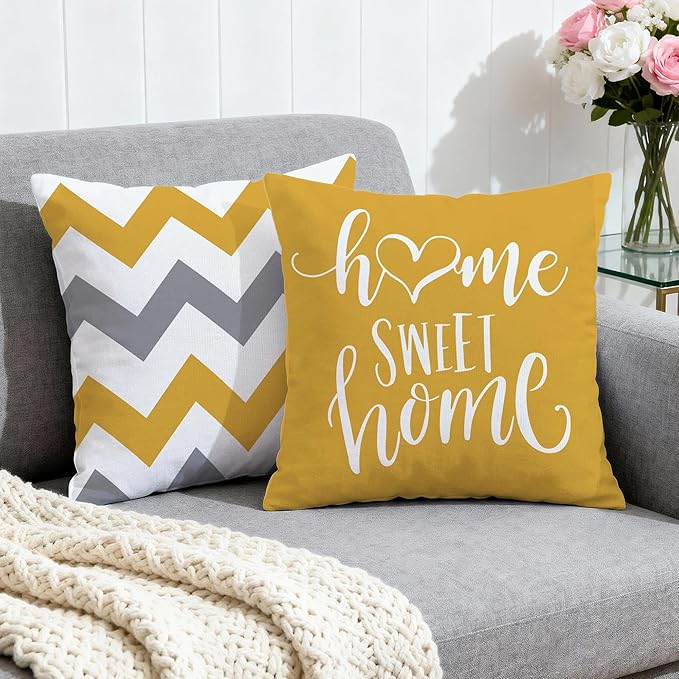 Hexagram Geometric Yellow Pillow Covers 20x20 Set of 4, Decorative Outdoor Boho - Image 2