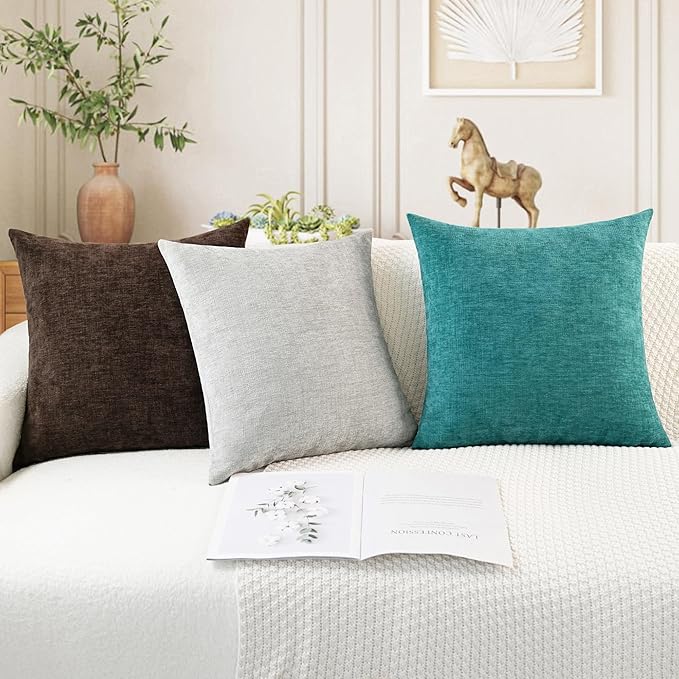CaliTime Throw Pillow Covers Decorative 18 X 18 Inches Pack of 2 Cozy Chenille - Image 5