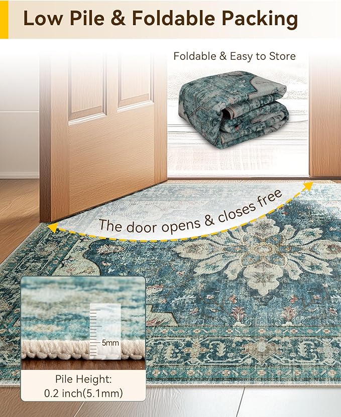 RELEANY Area Rugs 3'x12' Runner Rug Non Slip Washable - Image 4