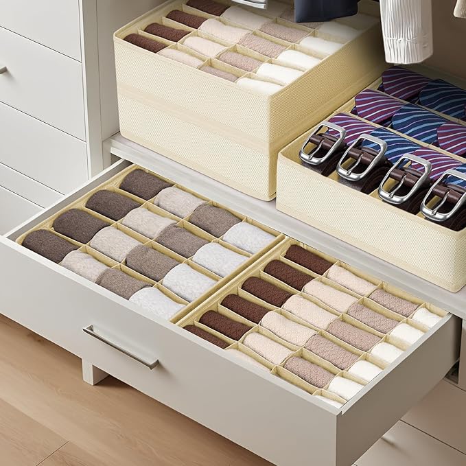 Joyoldelf Sock Drawer Organizer Divider 4 Packs Underwear Organizer, 2 x 24 - Image 4