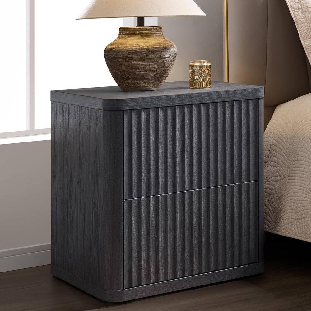SICOTAS Night Stand Nightstand with 2 Drawers Storage Bedside Table Large Flu...