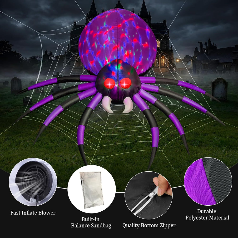 6 FT Halloween Inflatable Spider Outdoor Decoration with Bright LED Lights