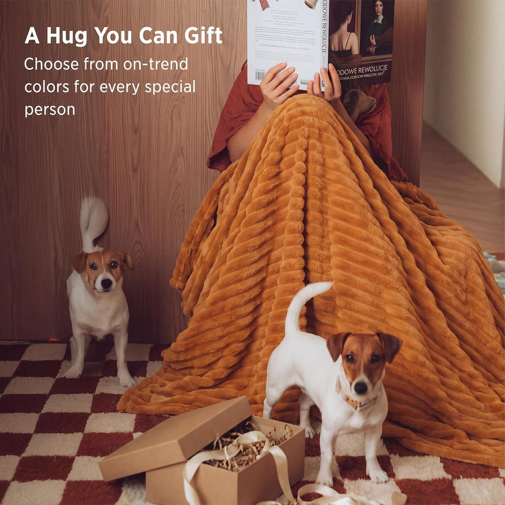 Bedsure Soft Queen Size Blanket for Bed Burnt Orange 90"x90"