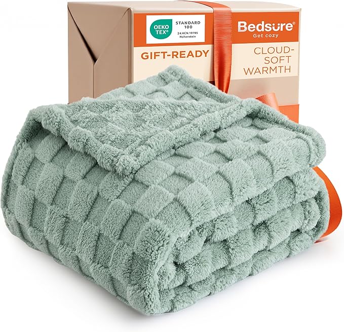 Bedsure GentleSoft Sage Green Throw Blanket by BEDSURE