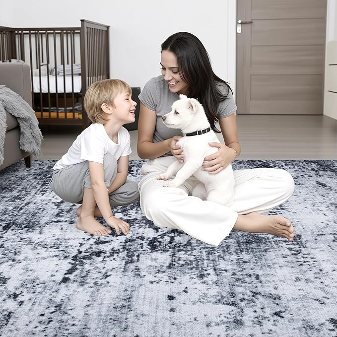 10x14 Area Rug Living Room Rug: Washable Modern Abstract Soft Thin Rug Indoor - Image 8