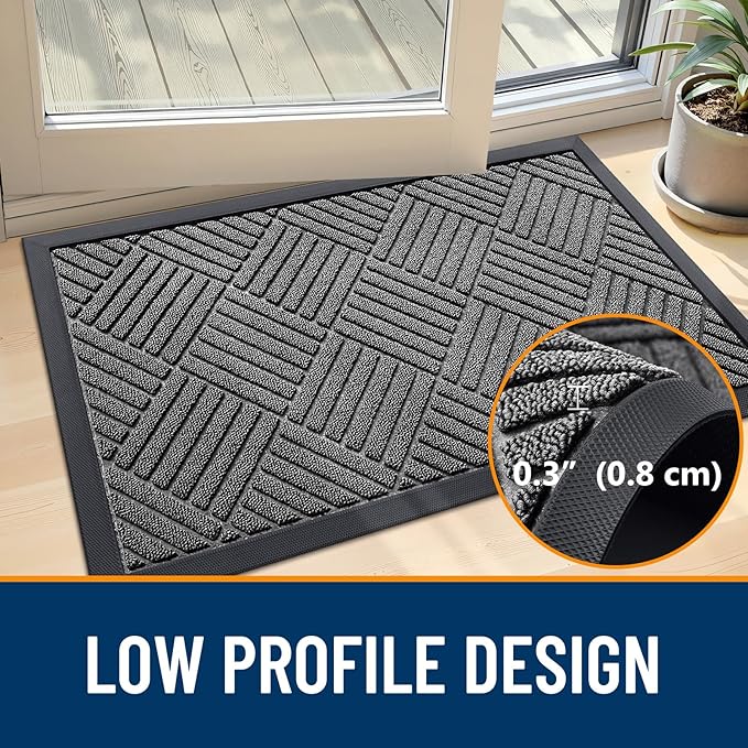 OLANLY Front Door Mat Outside Entrance 33x21, Heavy Duty Sturdy Natural Rubber - Image 4