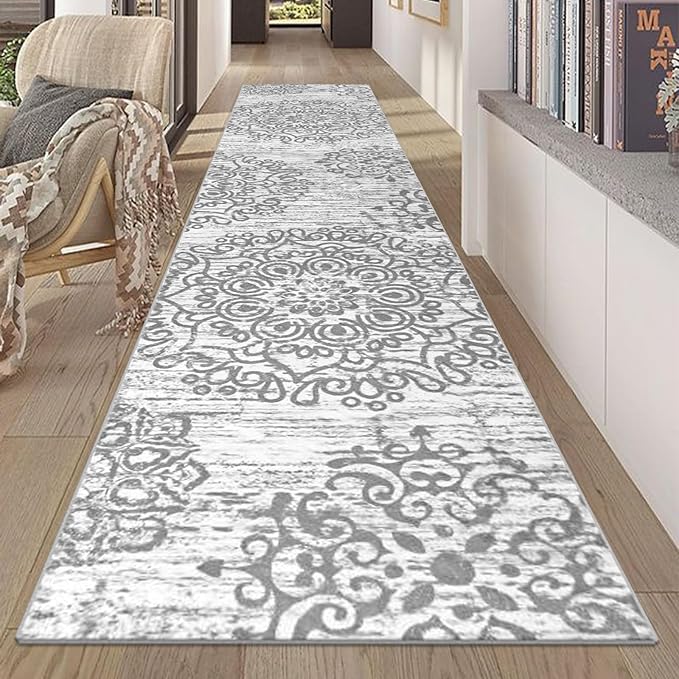 HEBE Hallway Runner Rug 2'x10' Washable Vintage Distressed Area Rugs Non Slip by HEBE