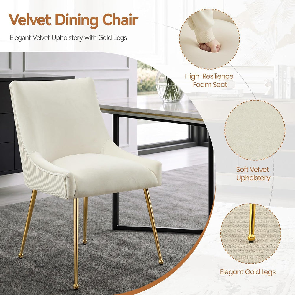WUTUTUEE Velvet Dining Chairs Set of 2 Gold Legs,Upholstered Velvet Accent Ch...