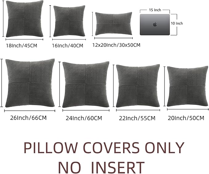 Fancy Homi 2 Packs Dark Gray Lumbar Decorative Throw Pillow Covers 12x20 Inch - Image 6