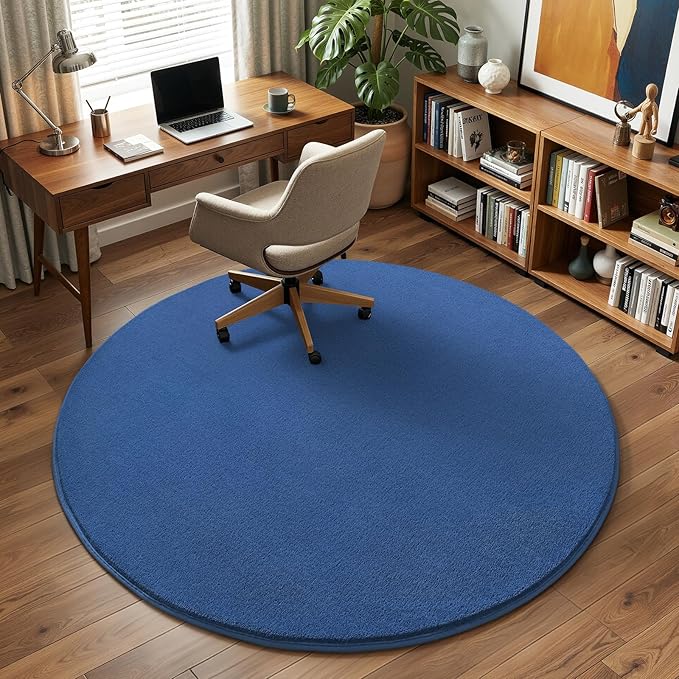 Amearea Blue Round Area Rugs 5ft Washable Circle Rugs - Image 7