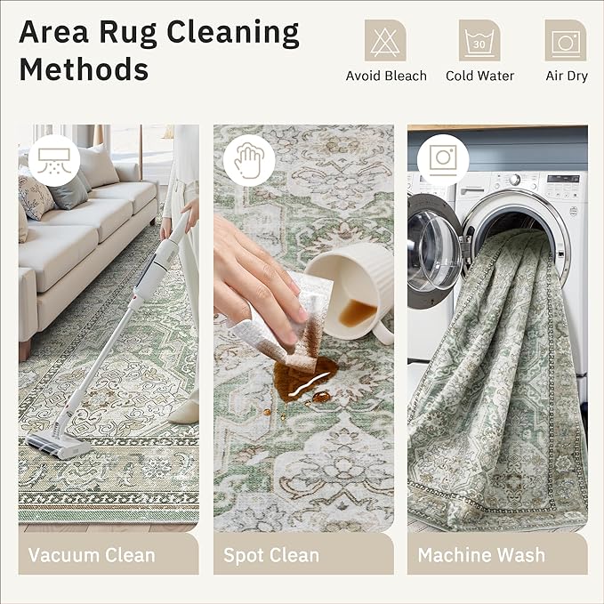 3x5 Rug, Small Area Rug for Kitchen, Machine Washable Non-Slip Throw Rug - Image 9