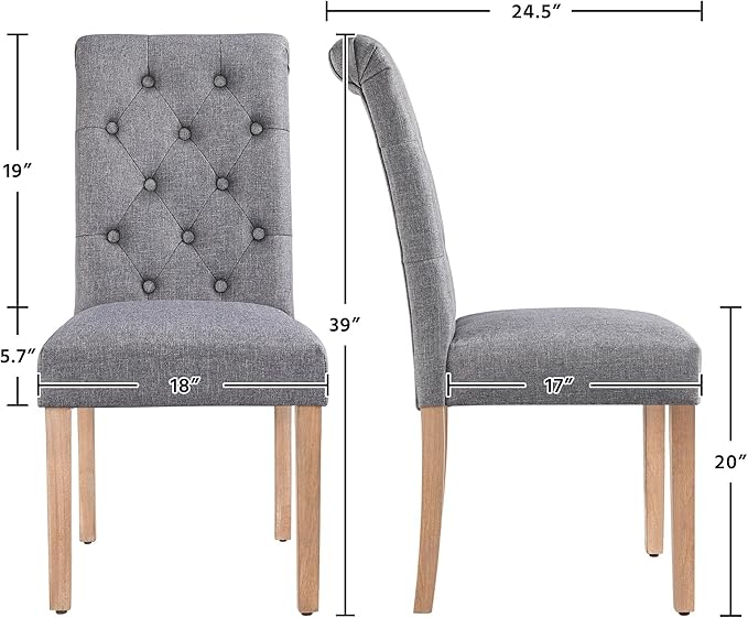 Yaheetech Dining Chairs Set of 4 Fabric Upholstered Button Tufted Kitchen Cha...