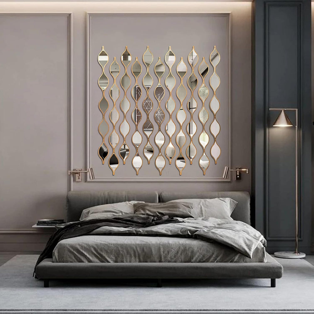 Teardrop Mirror Wall Decor Set of 5, Gold Foil Iron Wall Mirrors, 57.5 x 5.3 ...