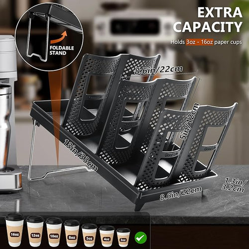 6-Slot Paper Cup and Lid Holder, Disposable Coffee Cup Dispenser, Upright Paper - Image 2