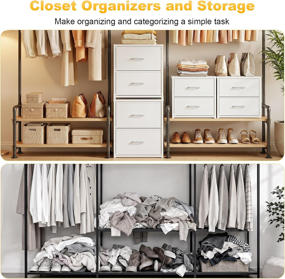 2 Pack Stackable Storage Drawers, Closet Drawers, White