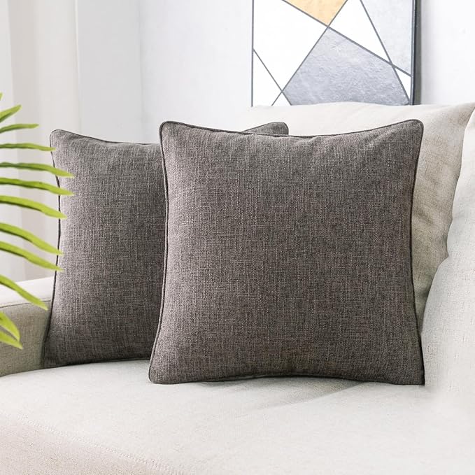 HPUK Linen Throw Pillow Covers Pack of 2, 20x20 Inch Accent Cushion Covers by HPUK