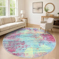 IOHOUZE Abstract Round Area Rug 8 Ft Washable Circle Rugs Large Round Rug Non by iOhouze