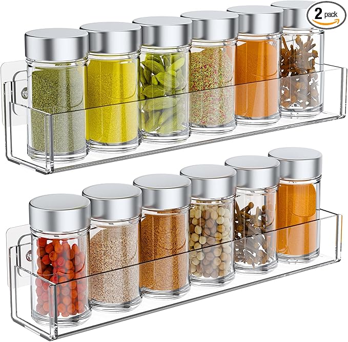 Transparent Acrylic Adhesive Spice Rack by Unknown