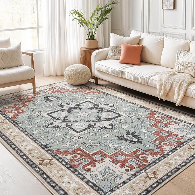 Lofus 6x9 Area Rugs for Living Room, Floral Washable Area Rug for Bedroom by Lofus