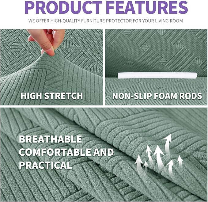 ZNSAYOTX Oversized Super Stretch Couch Cover, New Striped Sofa Covers - Image 4