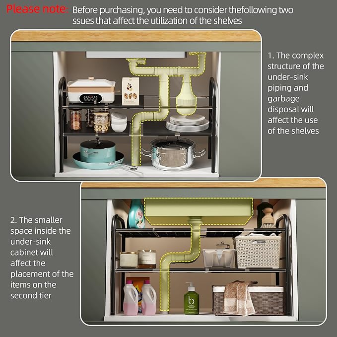 NETEL Under Sink Organizers and Storage, 2 Tier Expandable Under Cabinet - Image 4