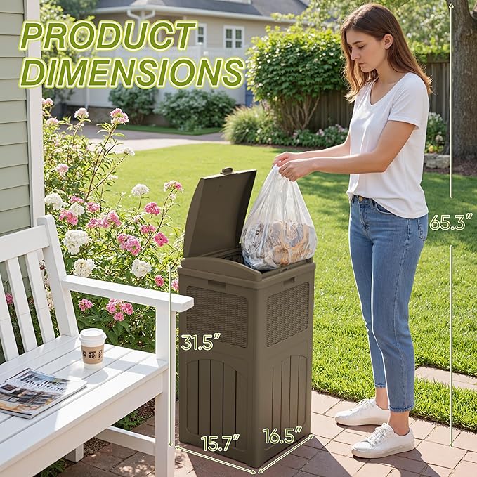 Greesum 33 Gallon Resin Outdoor Trash Can - Image 5