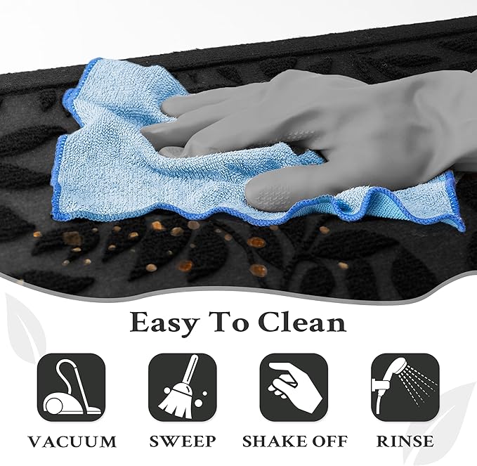 Black Leaves Outdoor Indoor Entrance Door mat, Absorbent Durable Heavy Duty - Image 7