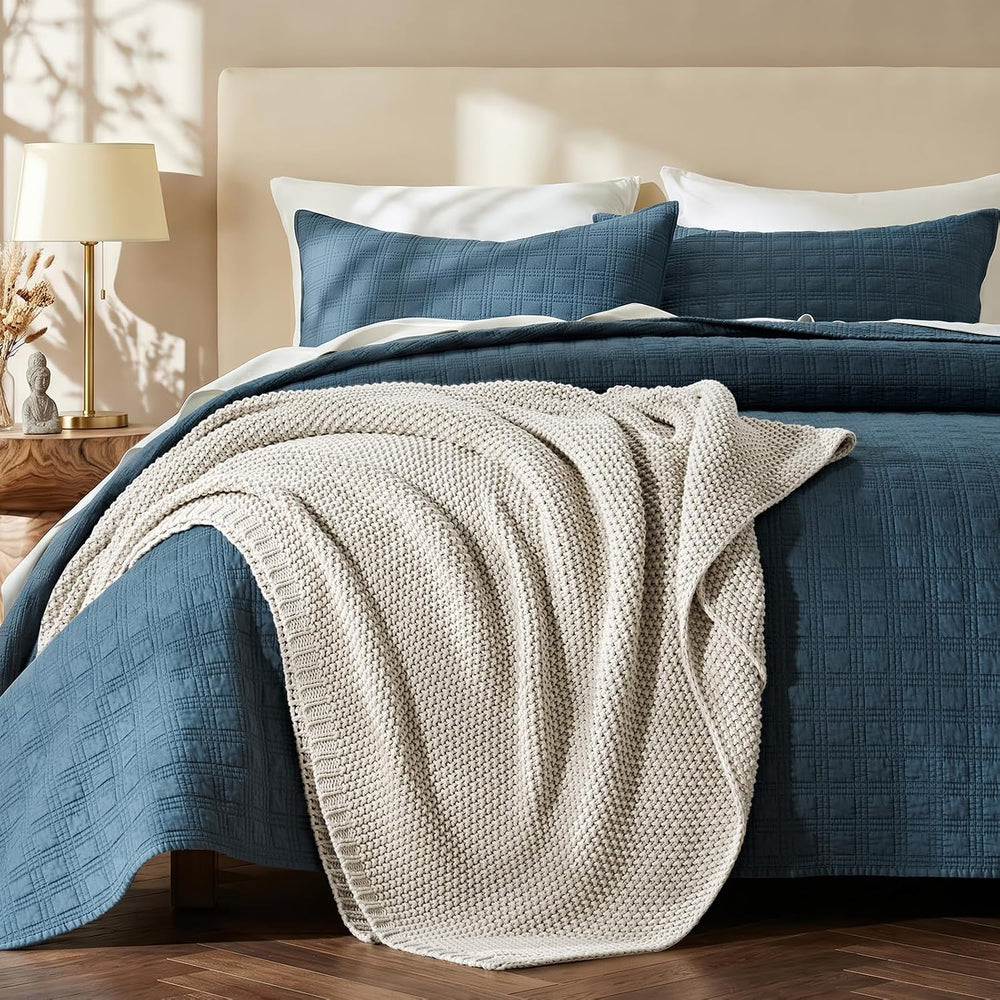EverGrace Organic Cotton Chunky Knit Throw Blanket, 60 x 80 Birch