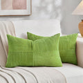 Fancy Homi Set of 2 Lime Green Lumbar Decorative Throw Pillow Covers 14x24 Inch by Fancy+Homi