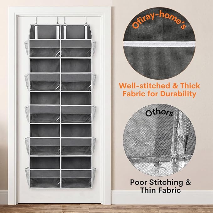 2 Pack Over the Door Organizer 5 Tiers, Extra Large Behind Door Storage of 10 - Image 7