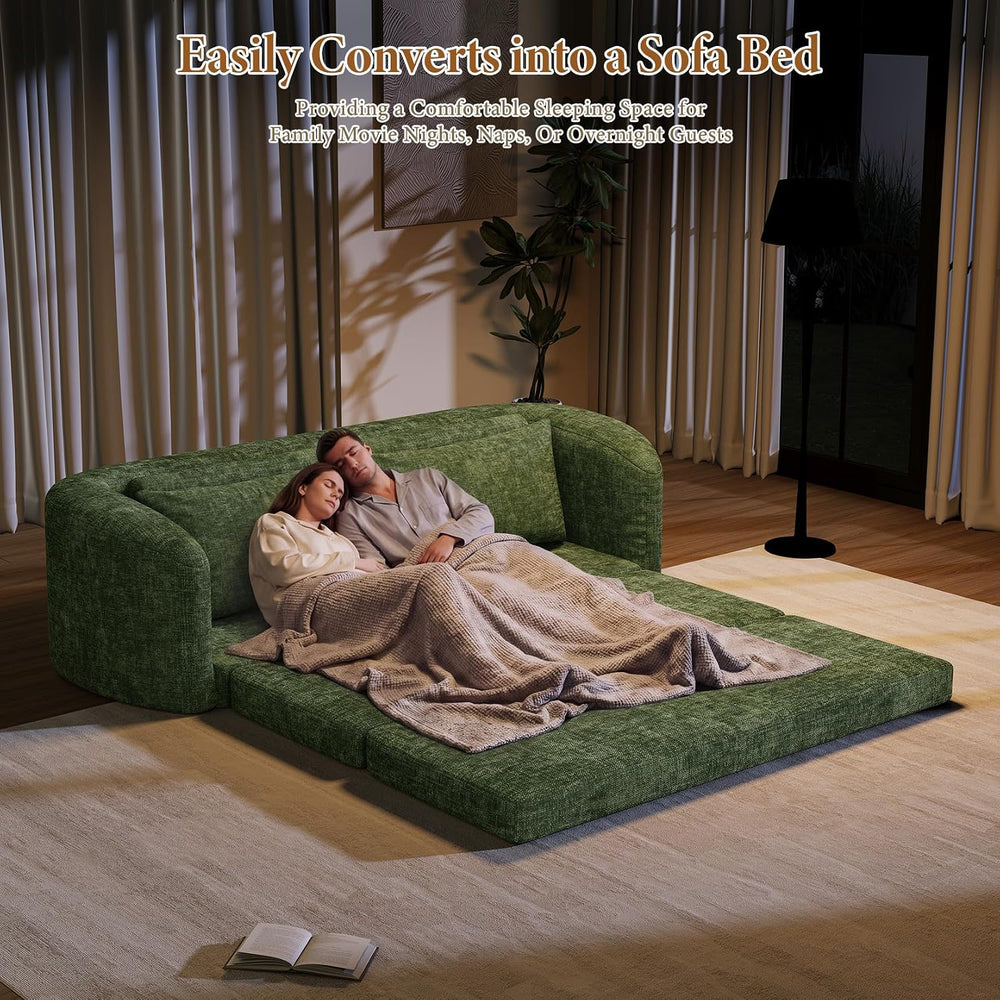 Vesgantti 86.6" Convertible Futon Sofa Bed, 2 in 1 Folding Couch, Green