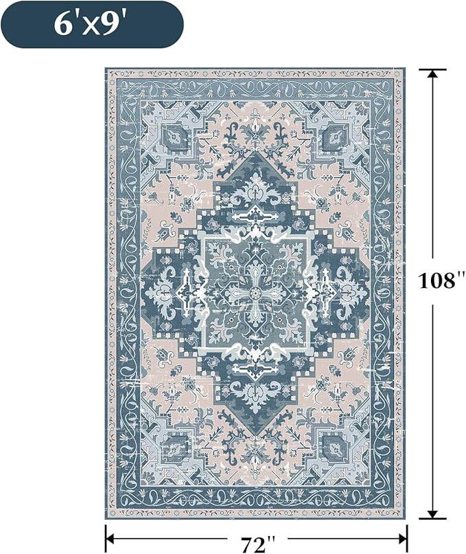 Rugflix 6x9 Area Rug for Living Room, Machine Washable Area Rugs - Image 2