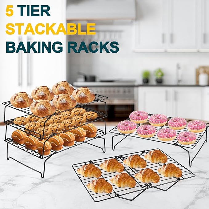 P&P CHEF Cooling Rack, 5-Tier Stainless Steel Stackable Baking Cooking Racks