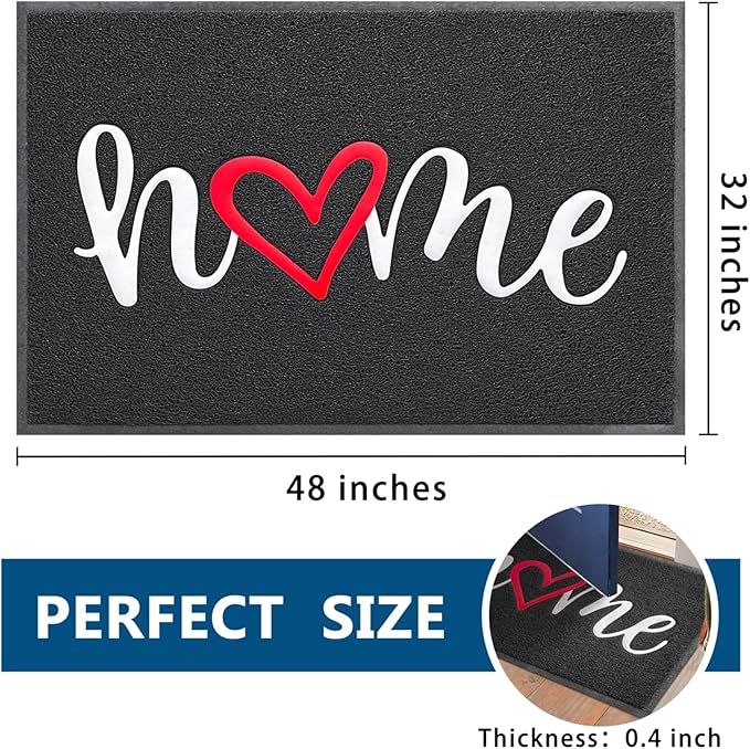 EARTHALL Door Mat Outside Inside Home Doormat, Durable Floor Mat Non Slip Mat - Image 2