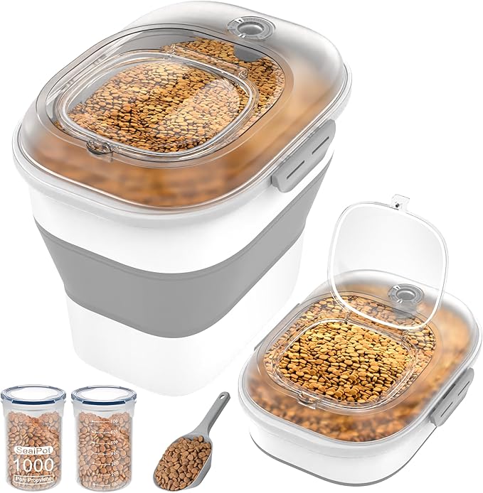 32-35 Lbs Dog Food Storage Container, Collapsible Dog Food Container by DDMOMMYCOLLAPSIBLEFOODSTORAGECONTAINERFAMILY