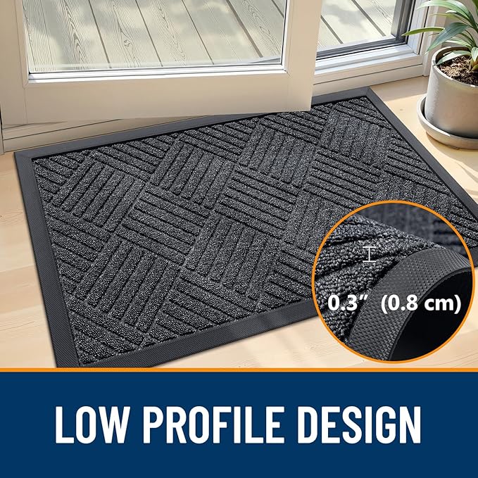 OLANLY Front Door Mat Outside Entrance 35x23, Heavy Duty Sturdy Natural Rubber - Image 4