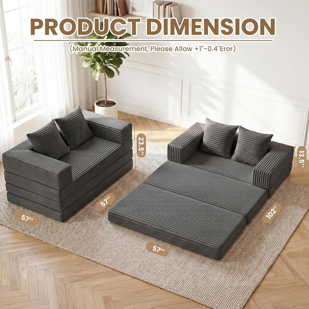 Boneless Loveseat Sofa Bed,Small Couch Bed Futon Sleeper Sofa,Convertible Pul...